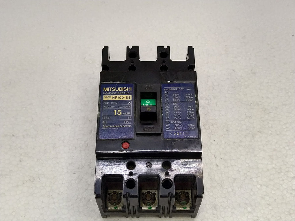 Mitsubishi NF100-SS No-Fuse Breaker 15A 3P 660V NF100SS