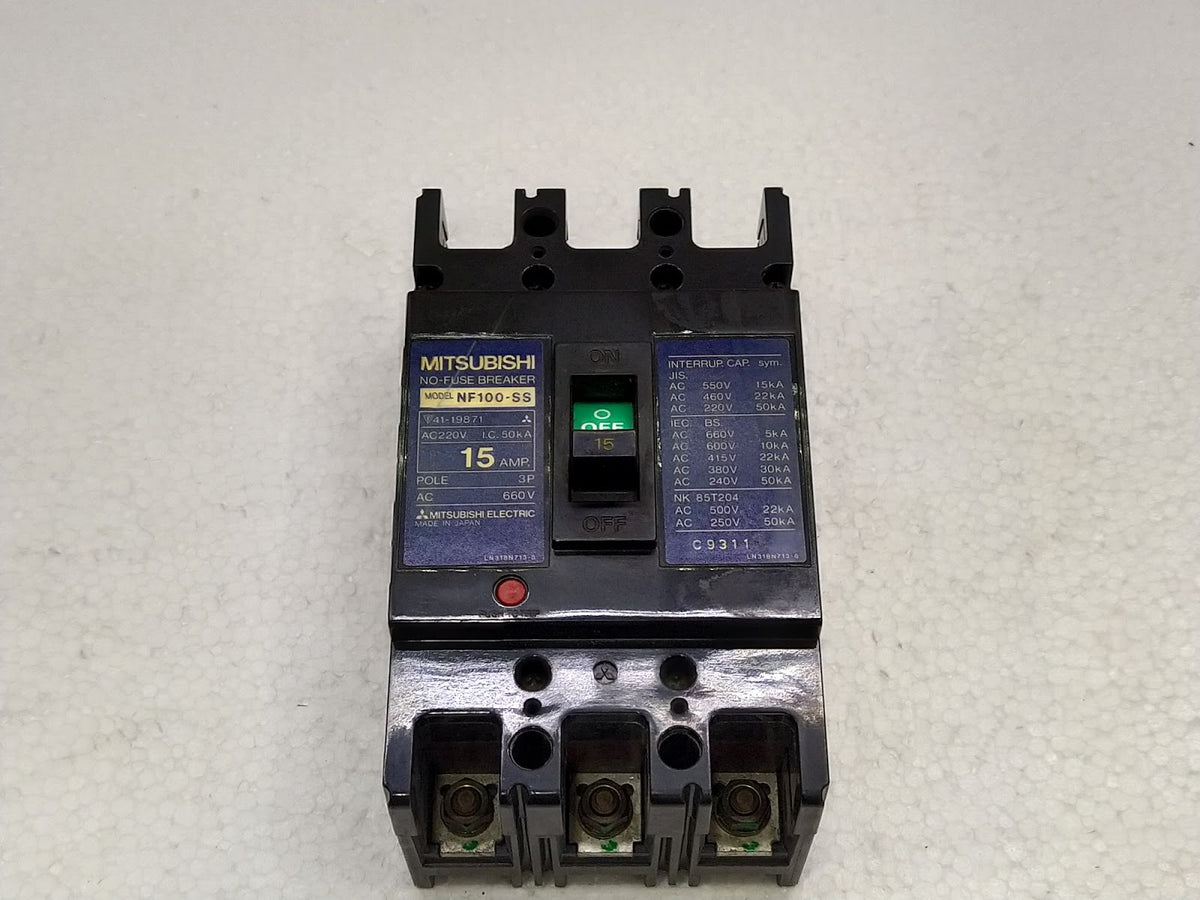 Mitsubishi NF100-SS No-Fuse Breaker 15A 3P 660V NF100SS