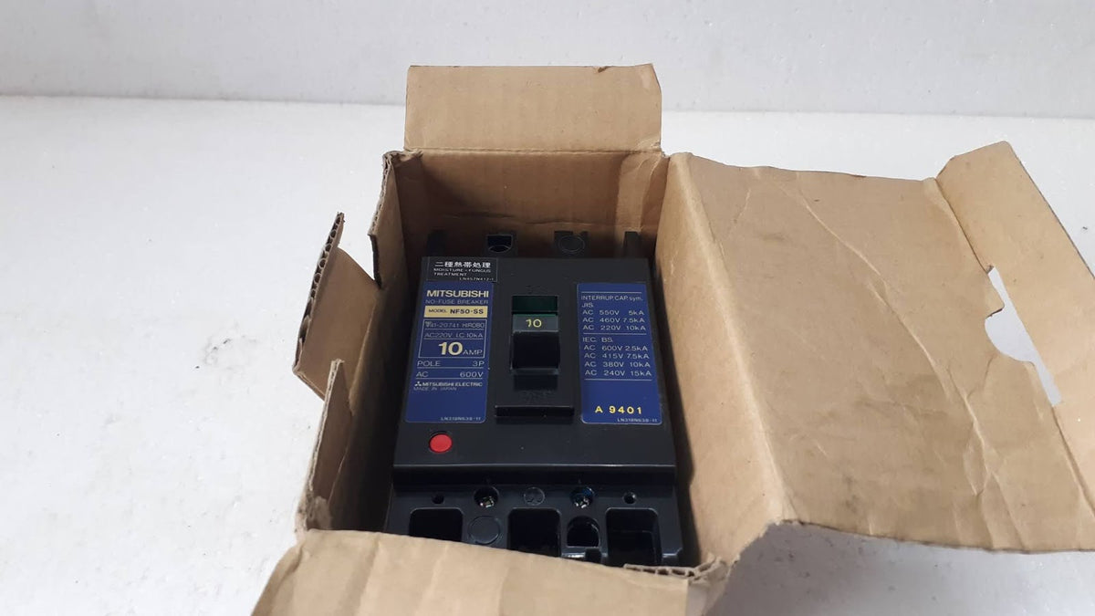 Mitsubishi NF50-SS No-Fuse Breaker 10A 3P 600V NF50SS