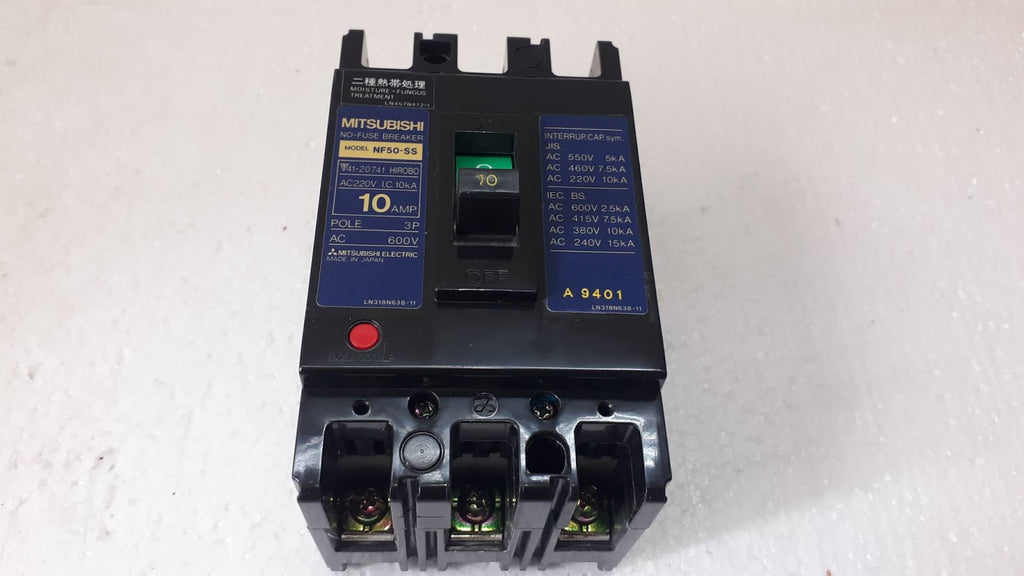 Mitsubishi NF50-SS No-Fuse Breaker 10A 3P 600V NF50SS