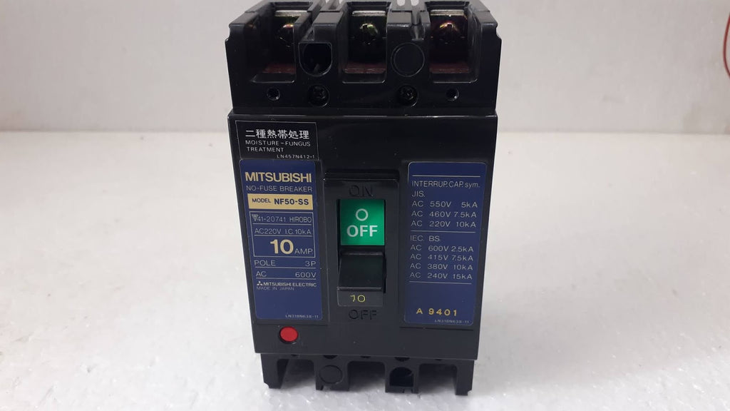 Mitsubishi NF50-SS No-Fuse Breaker 10A 3P 600V NF50SS
