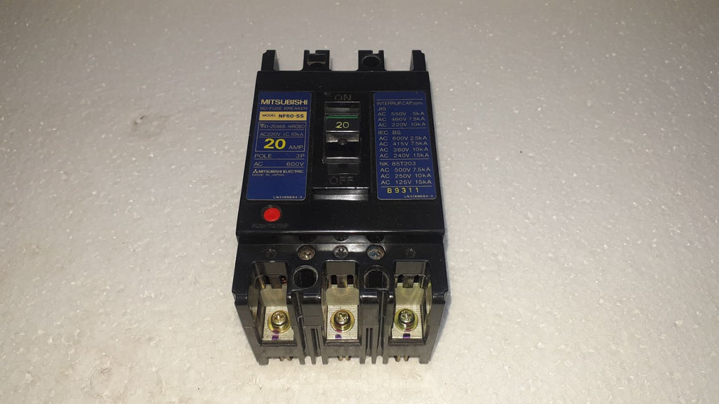 Mitsubishi NF60-SS No-Fuse Breaker 20A 3P 600V NF60SS