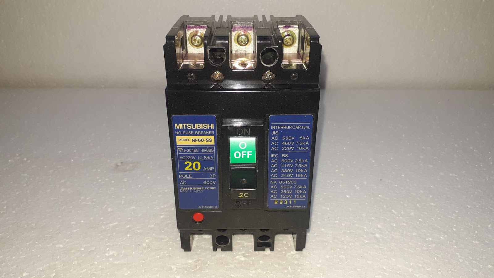 Mitsubishi NF60-SS No-Fuse Breaker 20A 3P 600V NF60SS