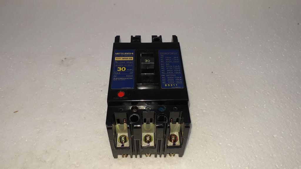 Mitsubishi NF60-SS No Fuse Breaker 30A 3P 600V NF60SS