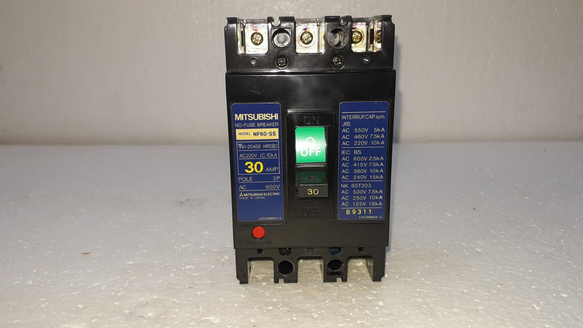 Mitsubishi NF60-SS No Fuse Breaker 30A 3P 600V NF60SS