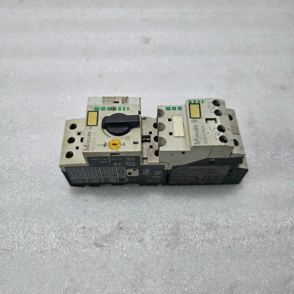 MOELLER PKZM0-16 MOTOR MANUAL STARTER 10-16A W/ SE00-11-PKZ0 CONTACTOR & NHI11-P