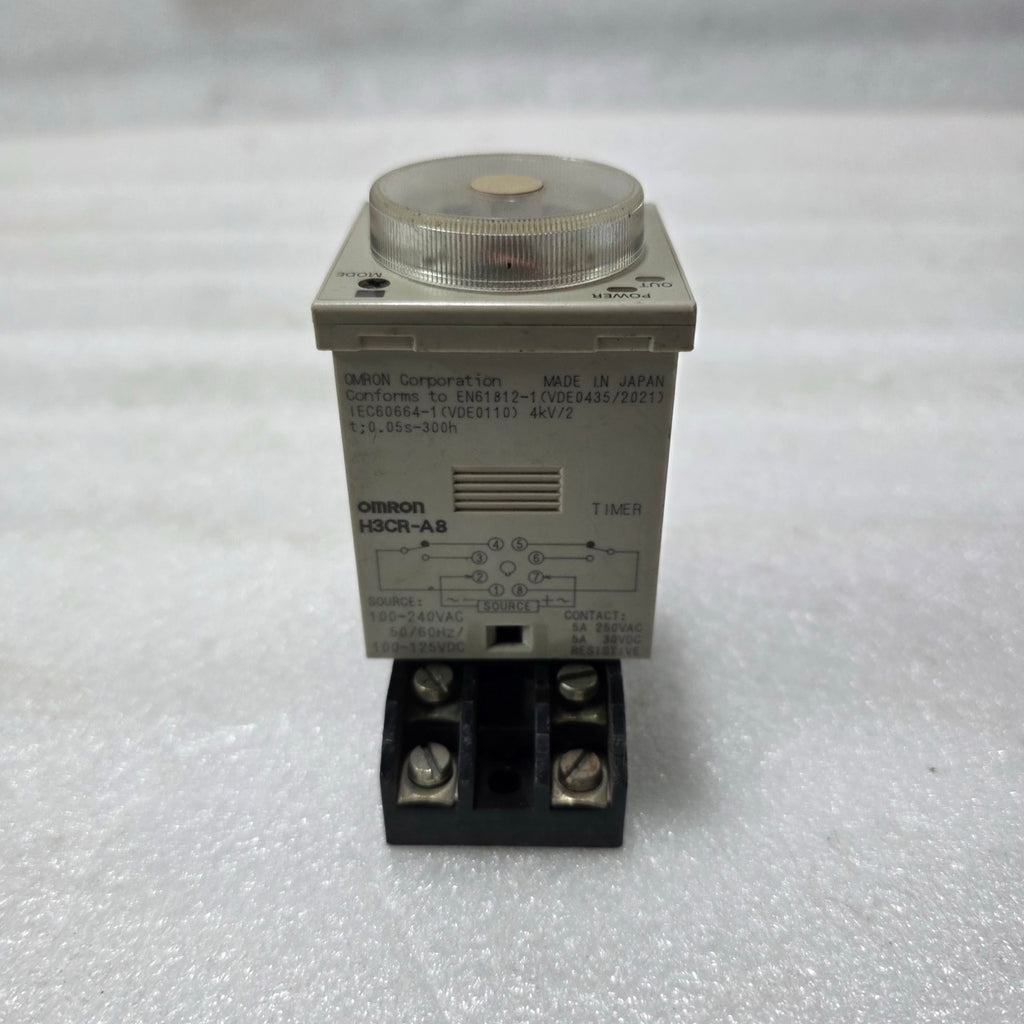 OMRON H3CR-A8 ANALOG TIMER RELAY | MULTI-RANGE TIME DELAY 100–240VAC / 100–125VD
