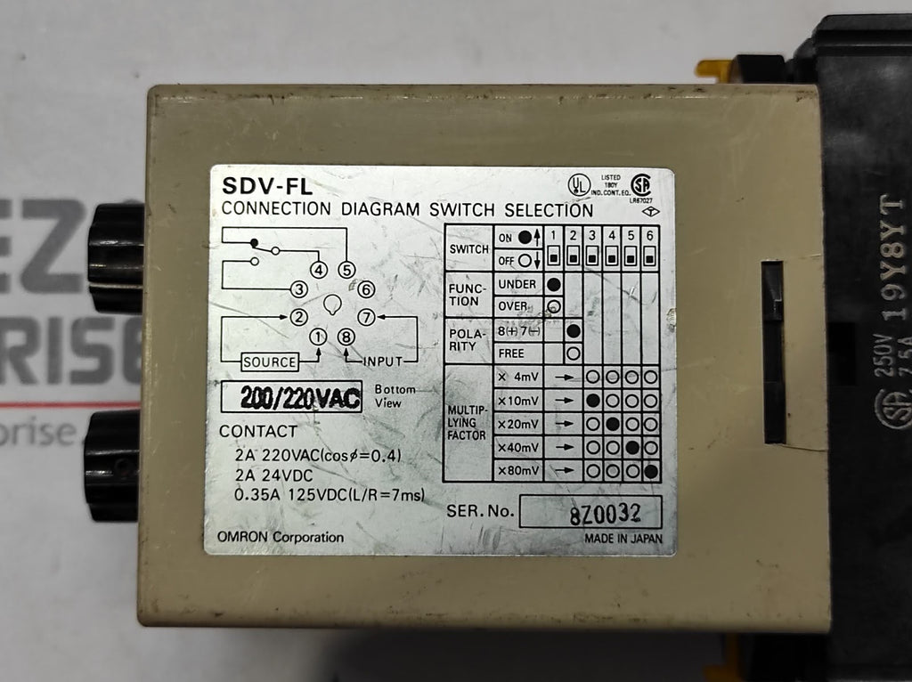 OMRON SDV-FL7 VOLTAGE SENSOR 200-220VAC