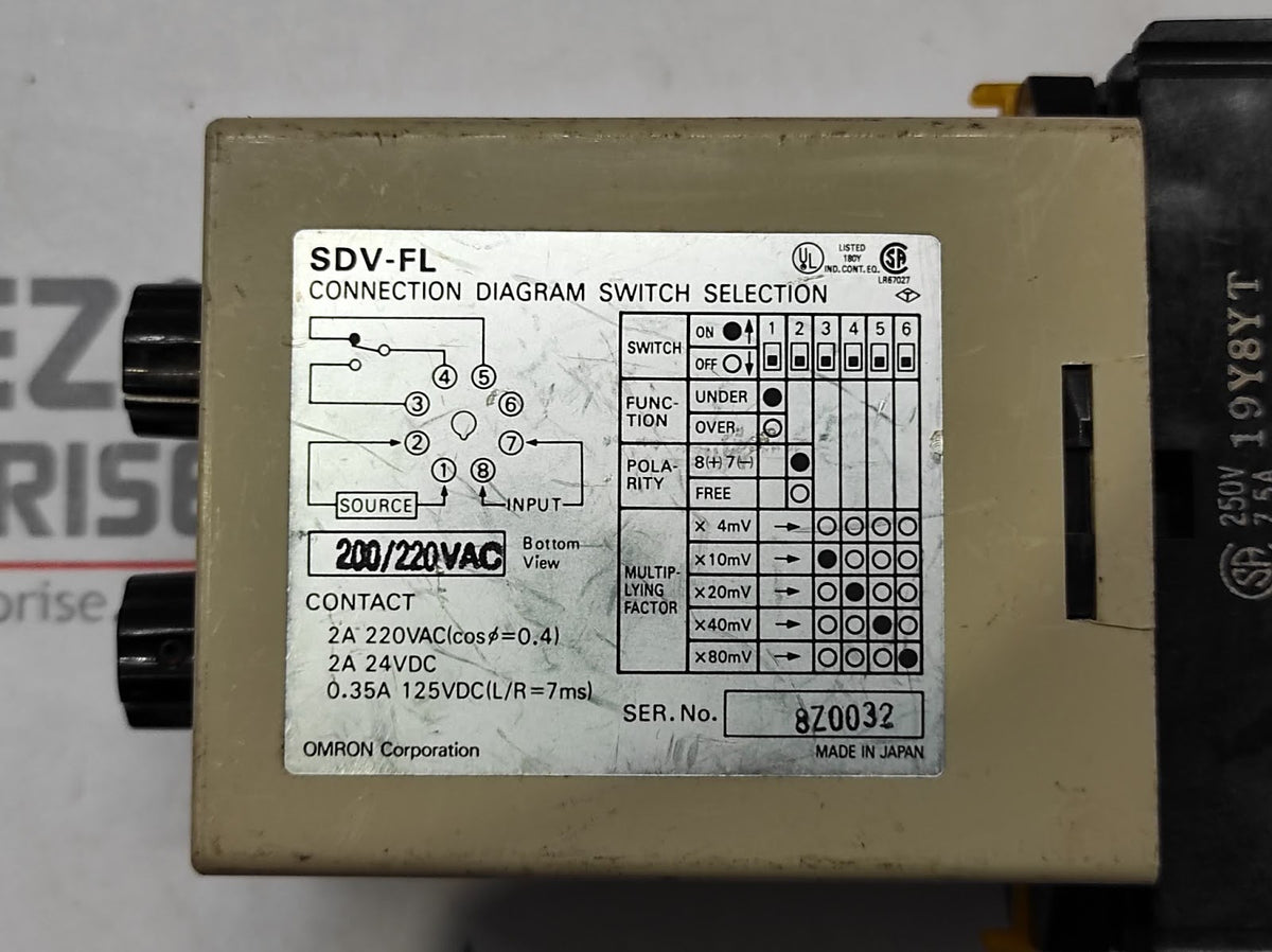 OMRON SDV-FL7 VOLTAGE SENSOR 200-220VAC