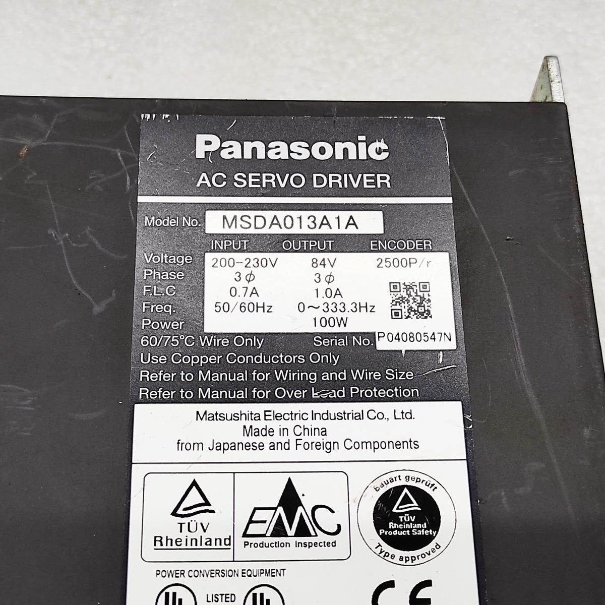 PANASONIC MSDA013A1A AC SERVO DRIVE