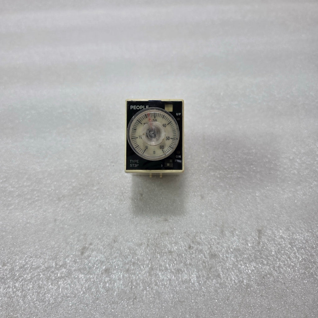 PEOPLE ELECTRIC ST3P A-B TIMER RELAY AC220V 3A ON-DELAY MULTI-RANGE PRE-OWNED