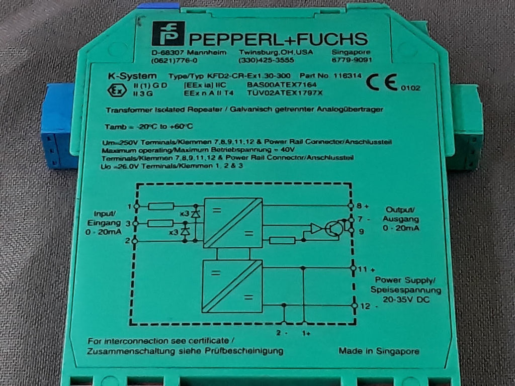 PEPPERL + FUCHS KFD2-CR-EX1.30-300 TRANSFORMER ISOLATED REPEATER 116314