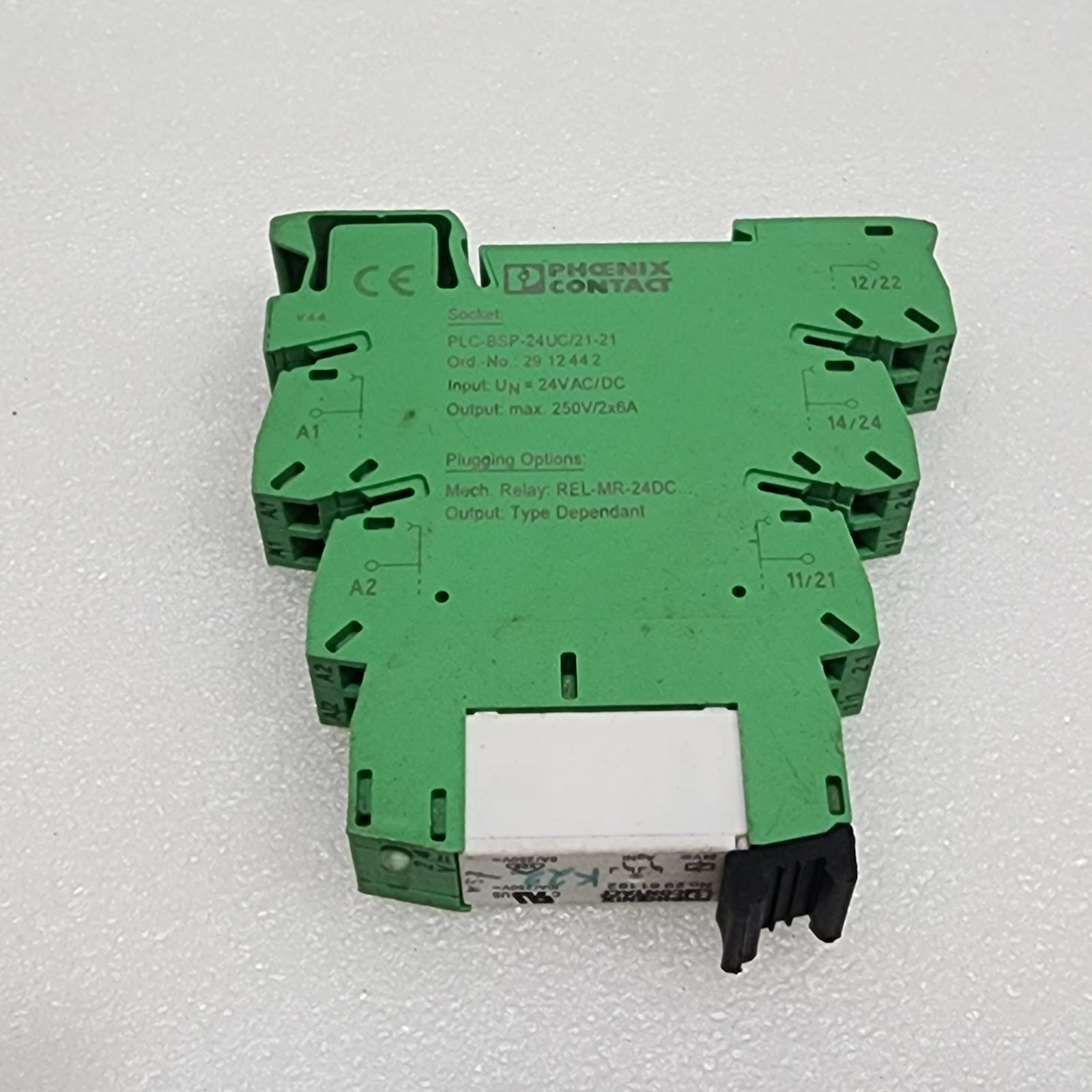 PHOENIX CONTACT PLC-BSP-24UC/21-21 RELAY BASE 2912442 24VAC-DC