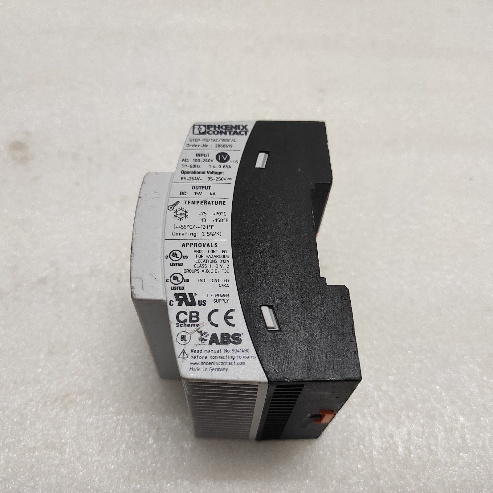 PHOENIX CONTACT STEP-PS/1AC/1SDC/4 POWER SUPPLY UNIT 2868619 15VDC 4A