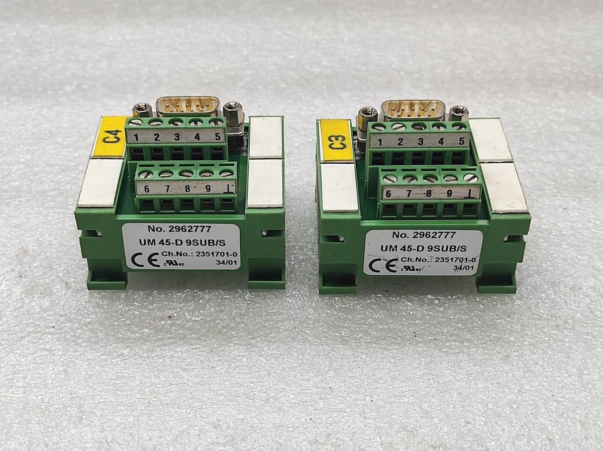 PHOENIX CONTACT UM 45-D 9SUB/S INTERFACE MODULE 2962777 2351701-0