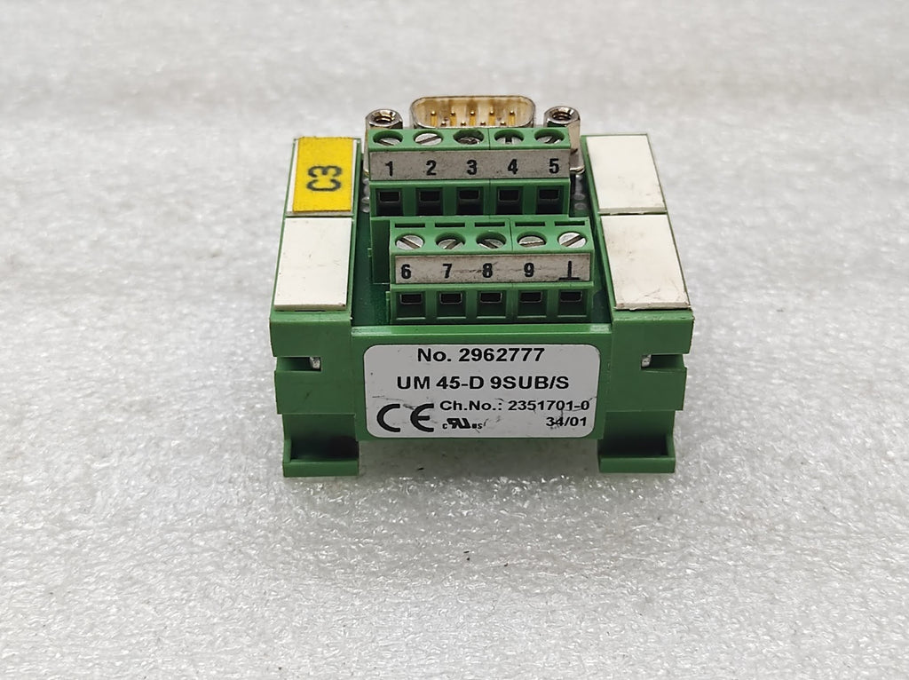 PHOENIX CONTACT UM 45-D 9SUB/S INTERFACE MODULE 2962777 2351701-0