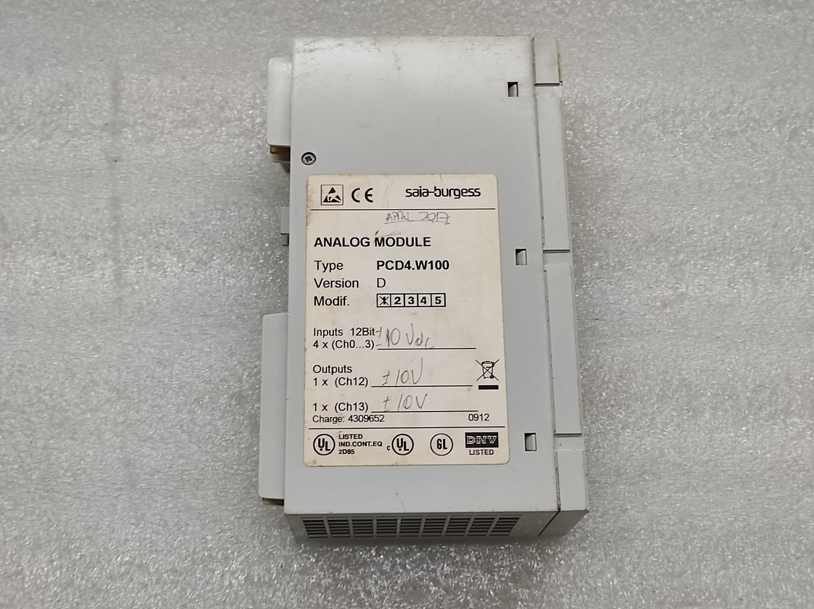SAIA BURGESS PCD4.W100 ANALOG MODULE