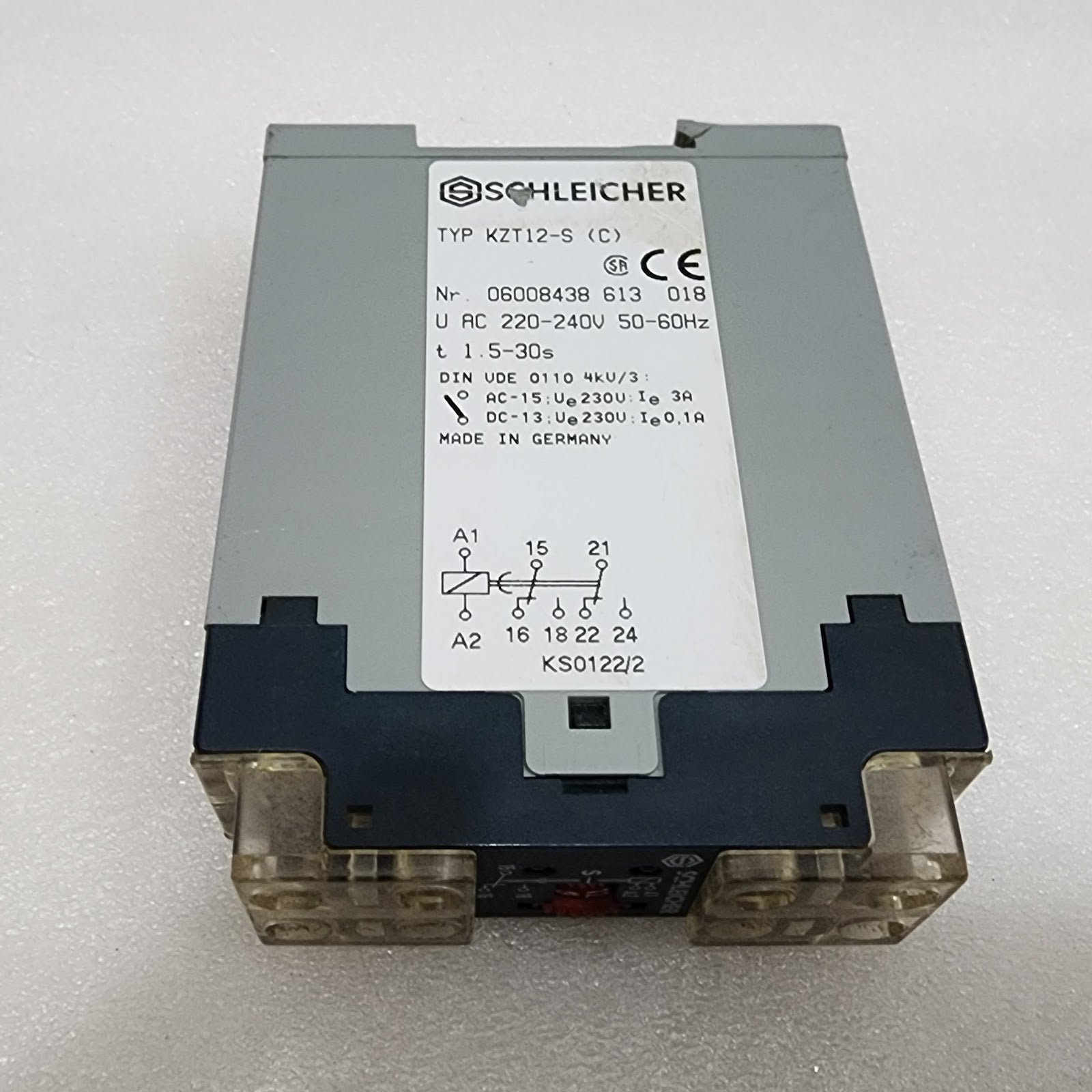 SCHLEICHER KZT12-S (C) TIMER RELAY 06008438 613 018 220-240VAC