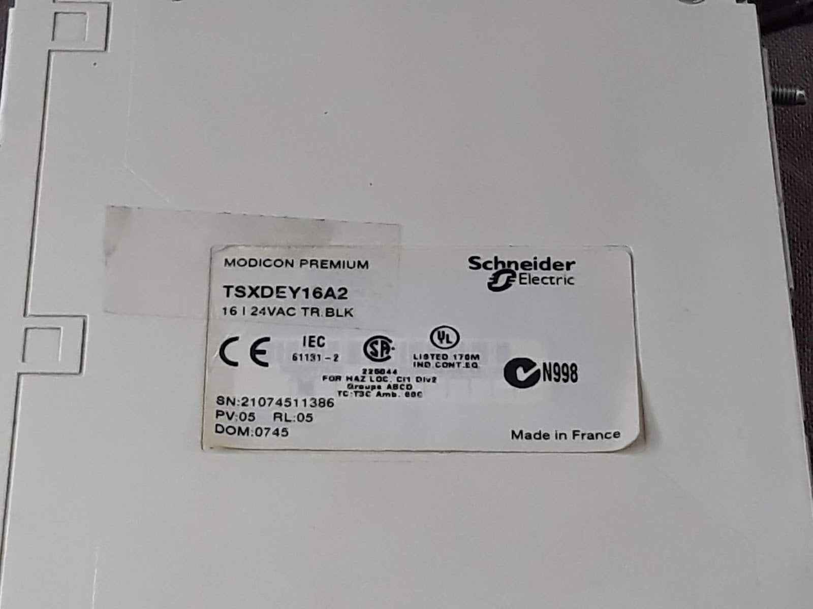 SE TSXDEY16A2 Discrete Input Module Modicon Premium