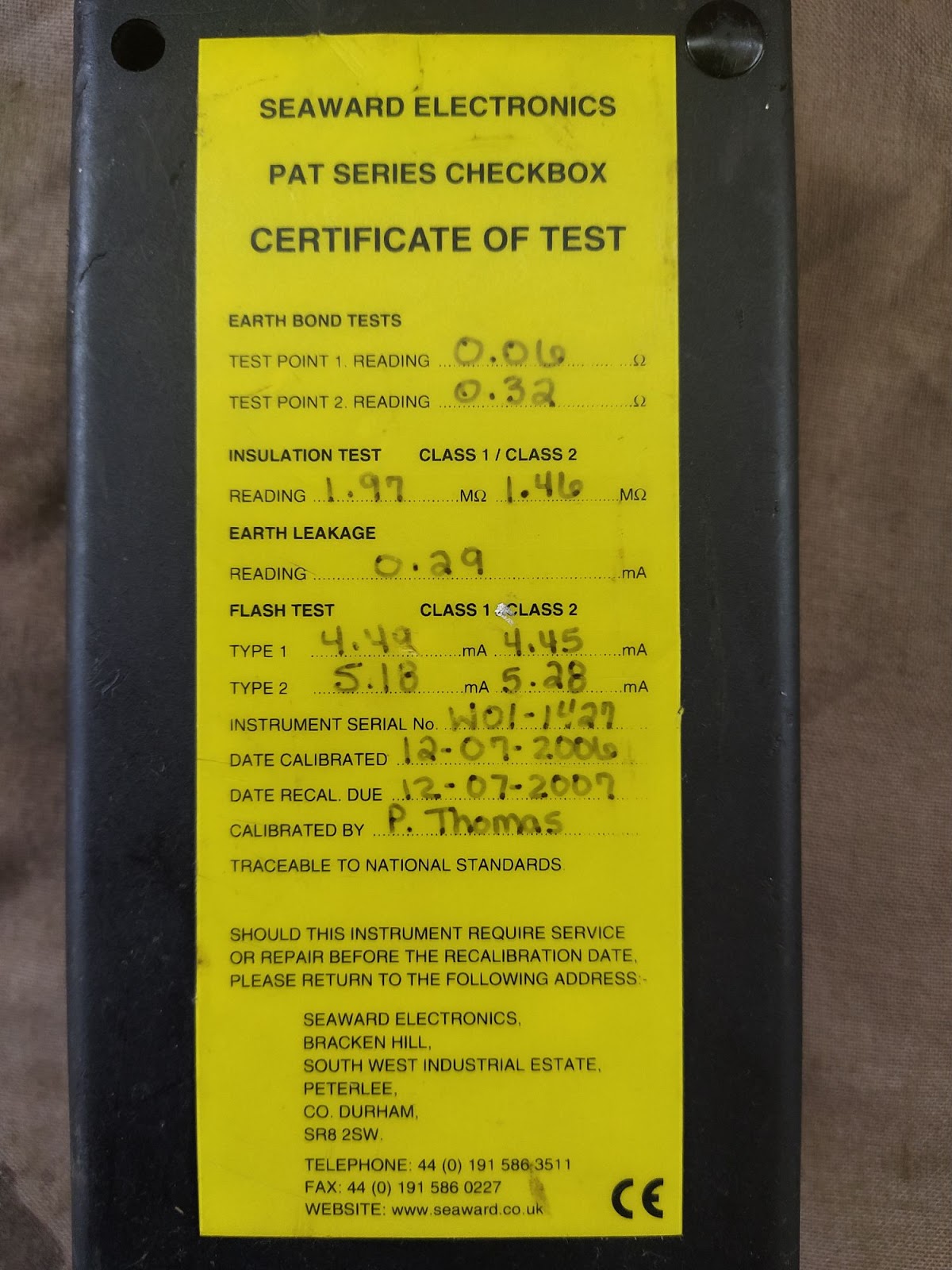 SEAWARD PAT SERIES CHECKBOX TEST METER