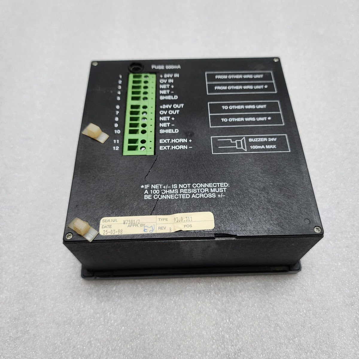 SIEMENS 93.0.311 SHIP ALARM PANEL CONTROL SYSTEM REV B CRACK ON BACK OF BODY