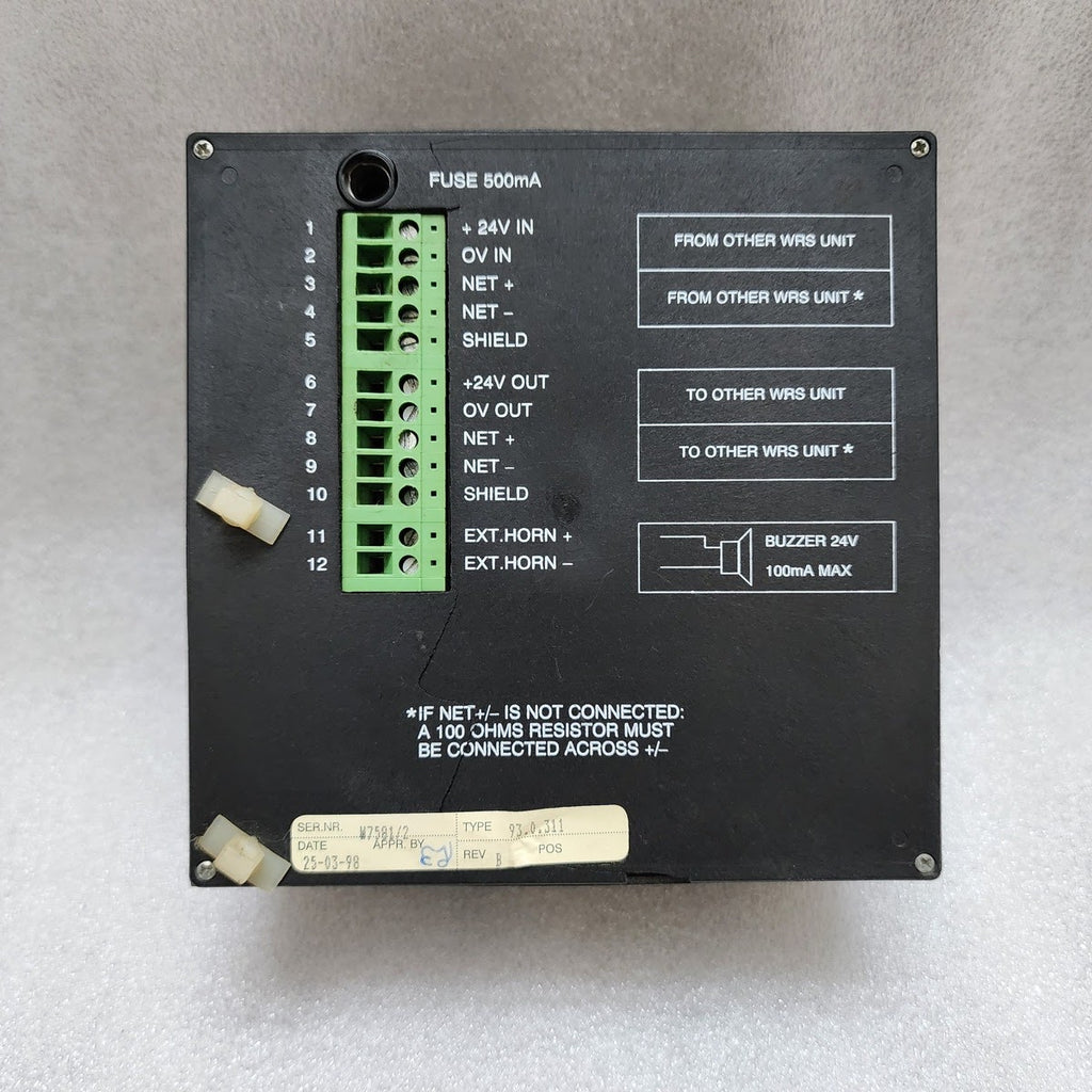 SIEMENS 93.0.311 SHIP ALARM PANEL CONTROL SYSTEM REV B CRACK ON BACK OF BODY