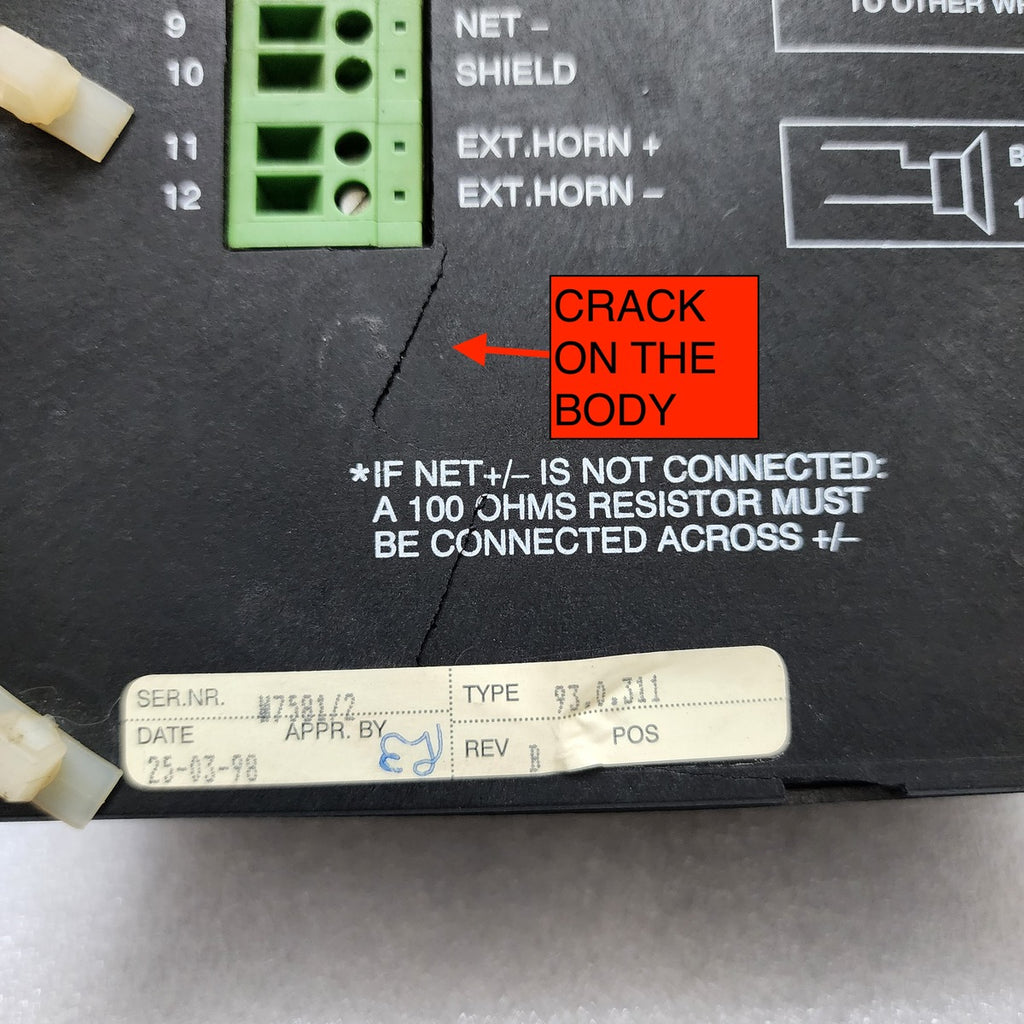 SIEMENS 93.0.311 SHIP ALARM PANEL CONTROL SYSTEM REV B CRACK ON BACK OF BODY