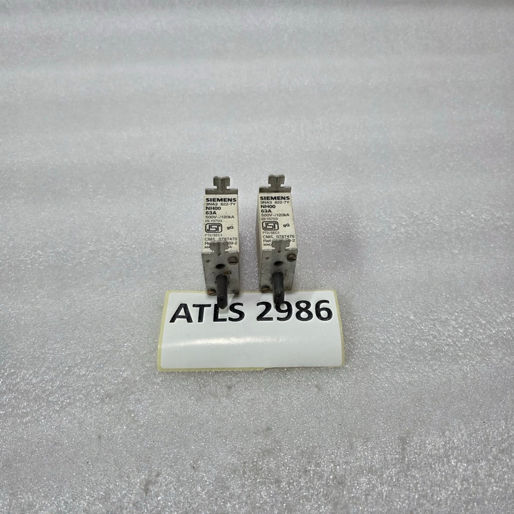 SIEMENS 3NA3822-7Y NH00 HRC FUSE LINK 63A gG 500V 120kA