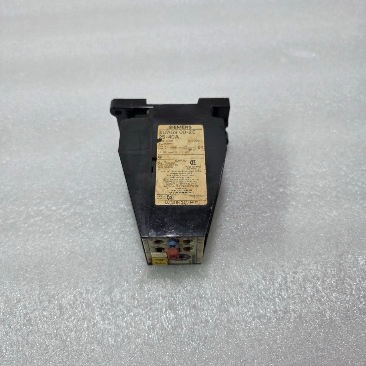 SIEMENS 3UA59 00-2E THERMAL OVERLOAD RELAY 25-40A 660V IEC292 MADE GERMANY
