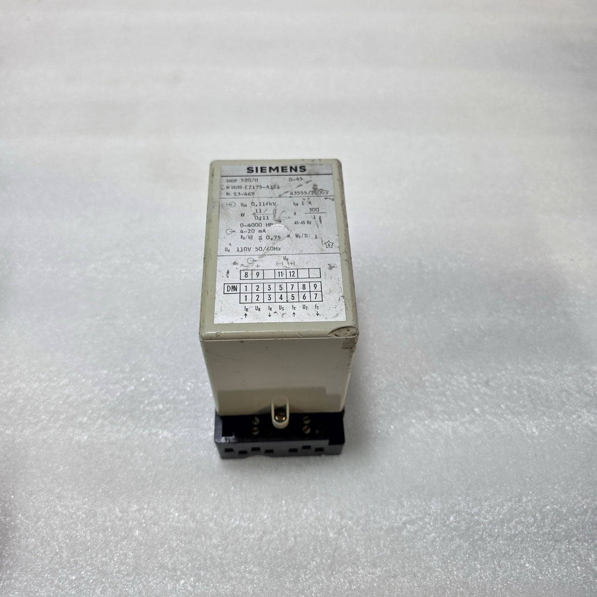 SIEMENS GMUP 520/H PROTECTION RELAY 11KV 300/1A CURRENT MONITORING RELAY 4–20MA