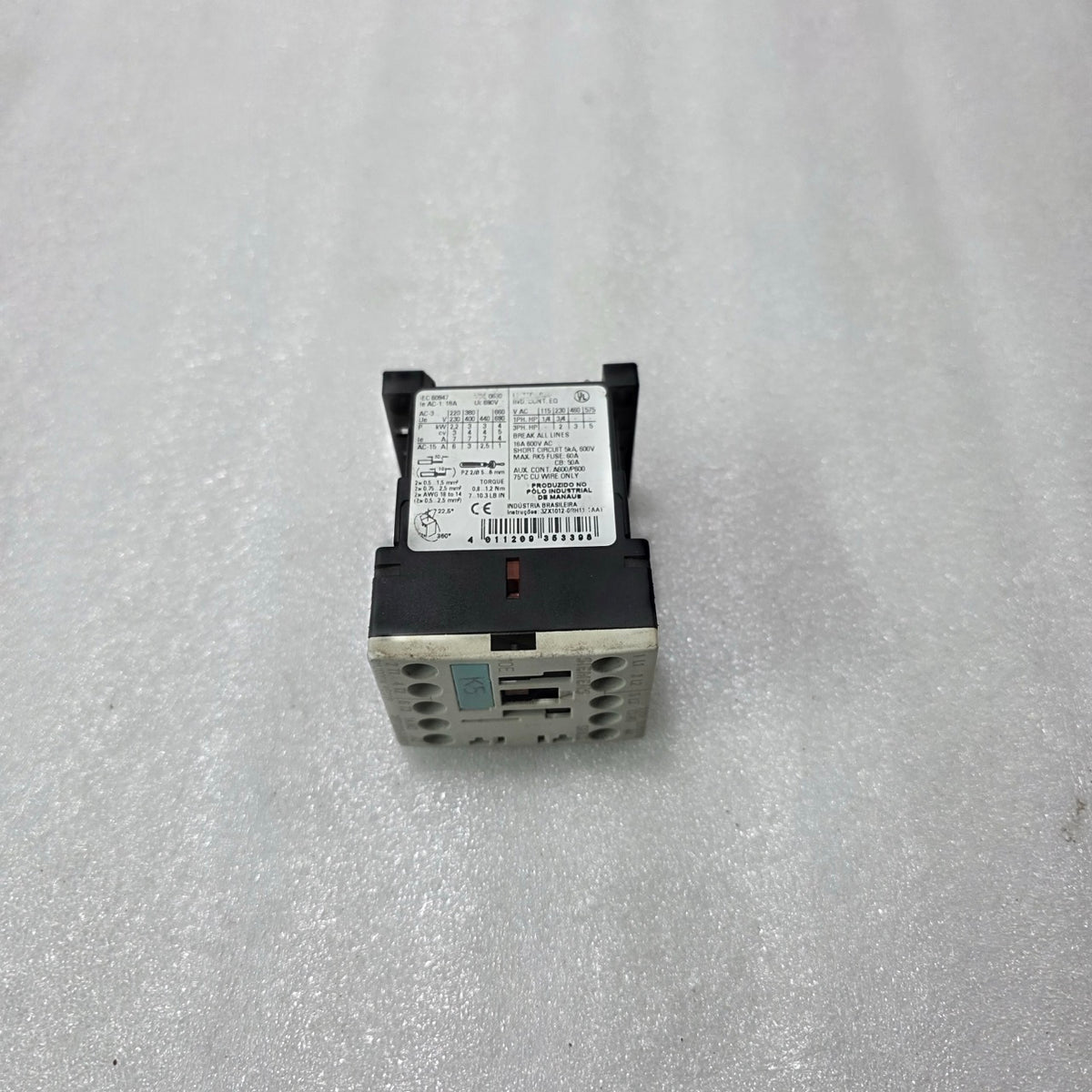 SIEMENS SIRIUS 3RT1015-1AN21 AC CONTACTOR 9A 3 POLE | 1NO | COIL 220V 50/60HZ