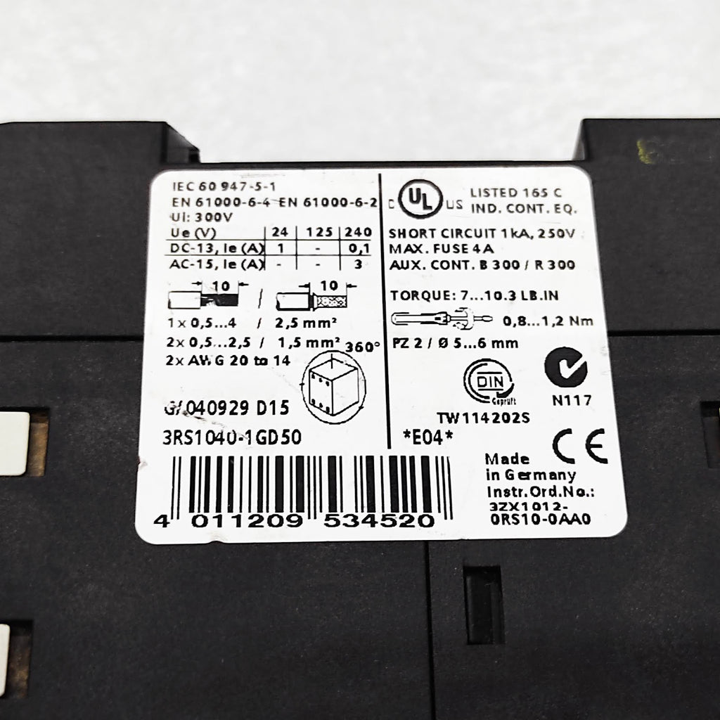 SIEMENS 3RS1040-1GD50 TEMPERATURE MONITORING RELAY