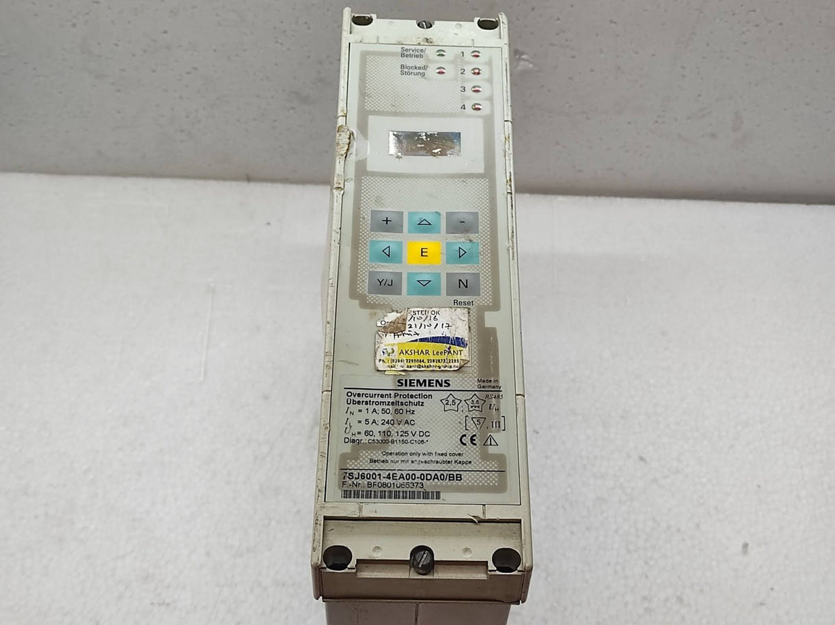 SIEMENS 7SJ6001-4ES00-0DA0/BB OVERCURRENT PROTECTION