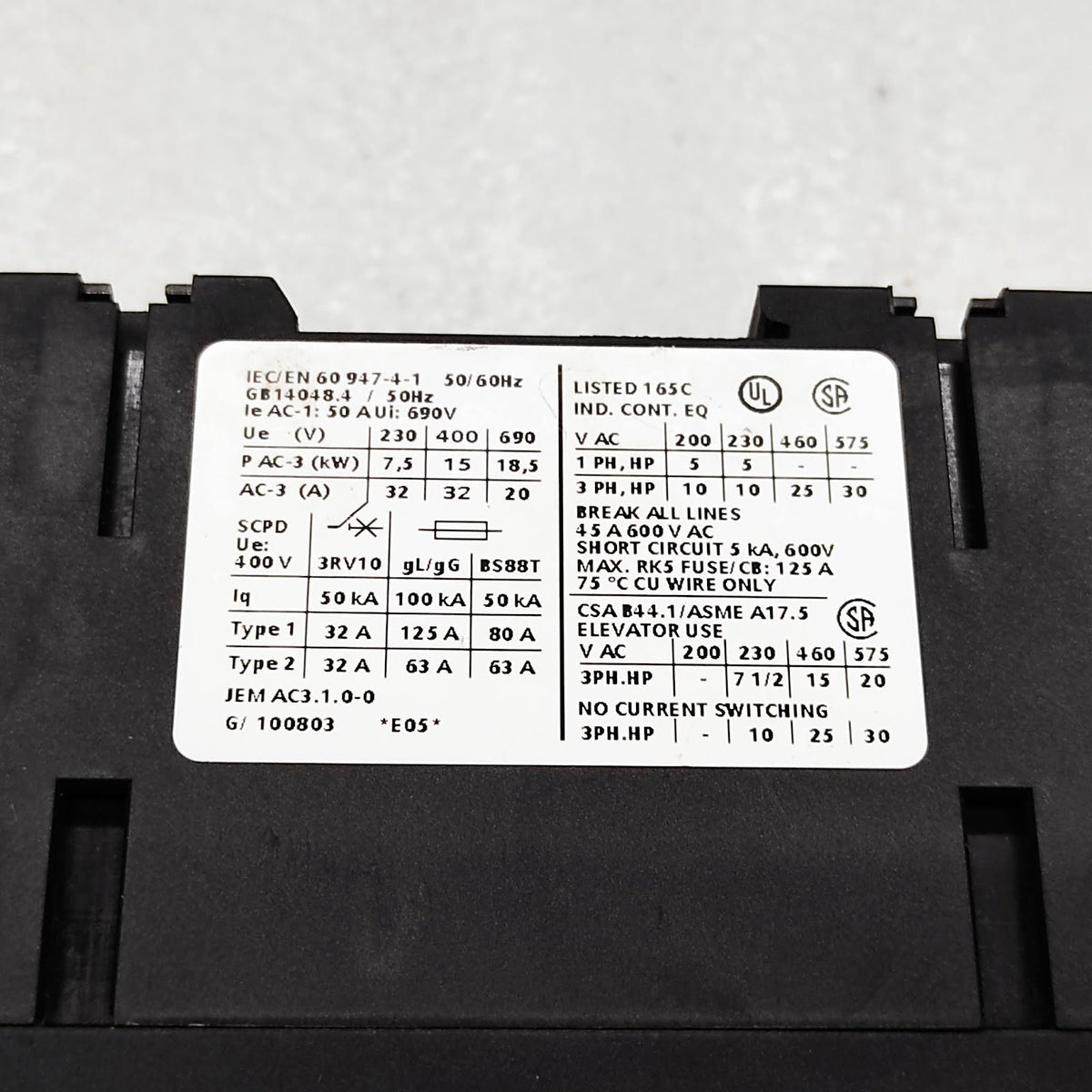 SIEMENS SRT1034-1B CONTACTOR