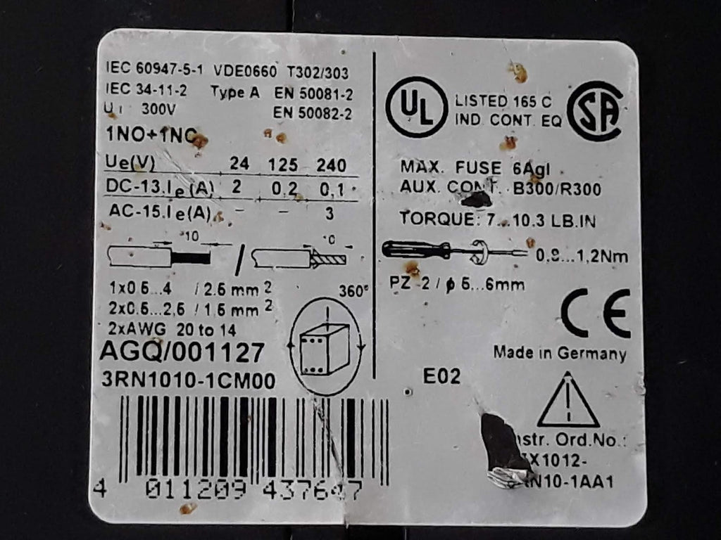 SIEMENS SIRIUS 3R THERMISTOR MOTOR PROTECTION RELAY 3RN1010-1CM00