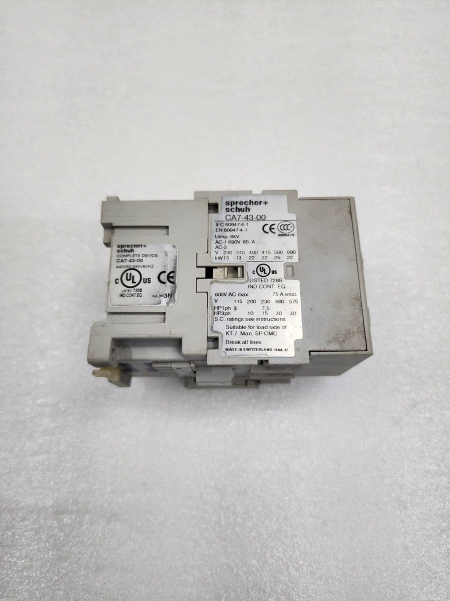 SPRECHER + SCHUH CA7-43-00 MAGNETIC CONTACTOR COIL VOLTAGE 110-120VAC