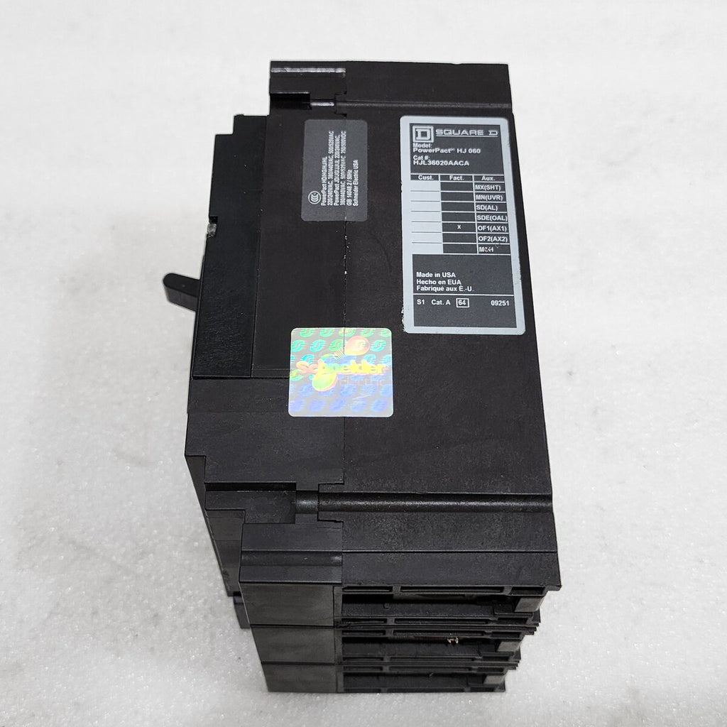 SQUARE D HJ 0 60 POWERPACT CIRCUIT BREAKER 20A HJL36020AACA