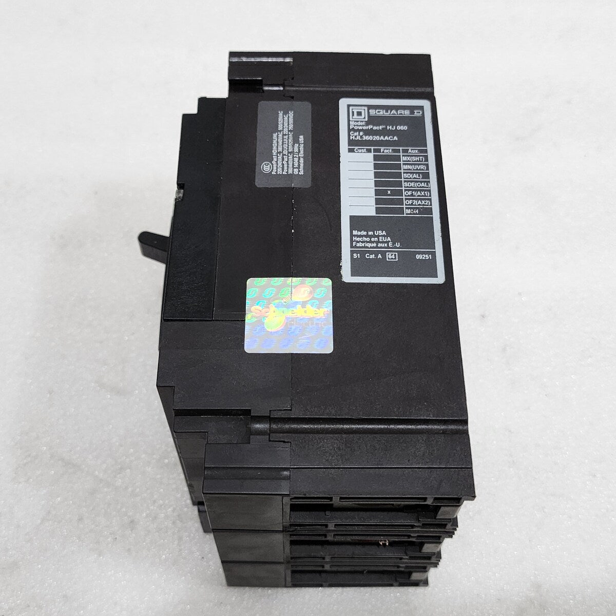SQUARE D HJ 0 60 POWERPACT CIRCUIT BREAKER 20A HJL36020AACA