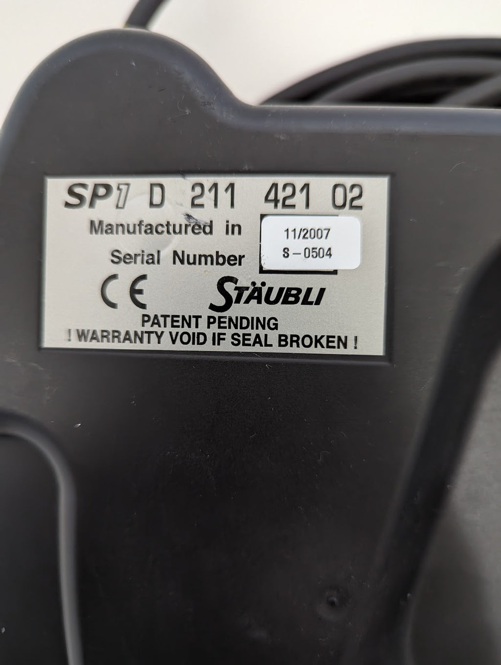 STAUBLI ROBOT CONTROL TEACH PENDANT SP1 D21142102