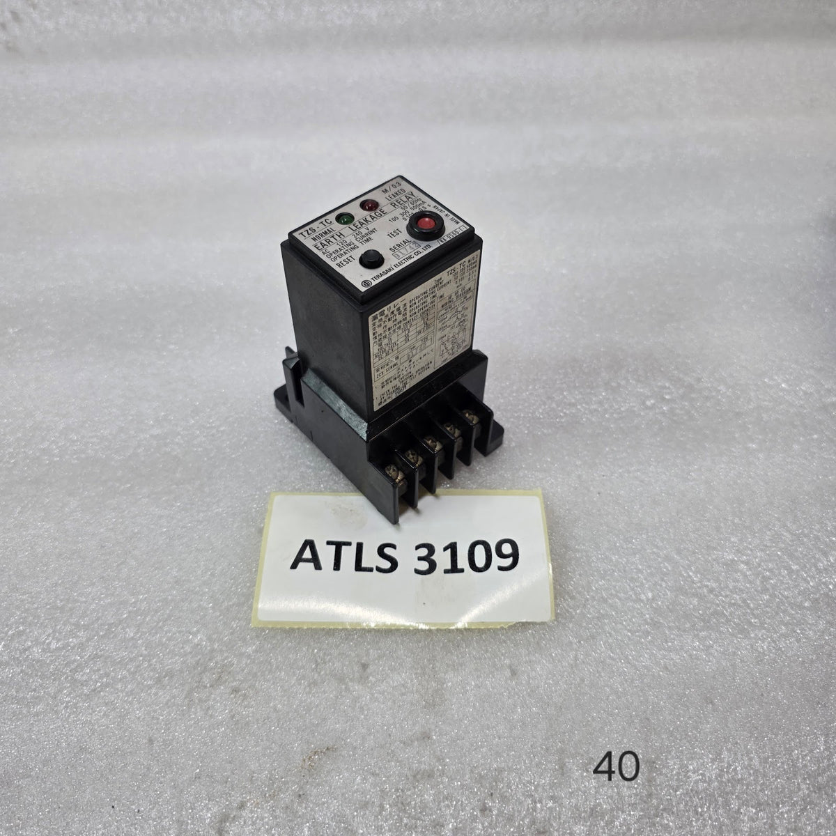 TERASAKI TZS-TC M/0.3 EARTH LEAKAGE RELAY 120-240V 100-500mA 50/60Hz PRE-OWNED
