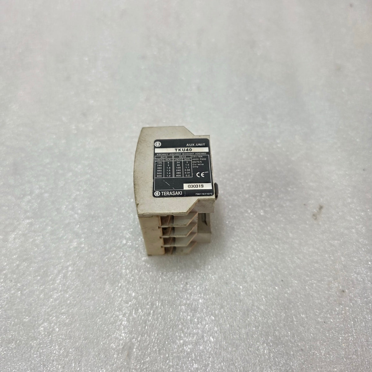 TERASAKI TKU40 AUXILIARY CONTACT UNIT 4NO/4NC 16A AC15/DC13 KM1 CONTACTOR BLOCK