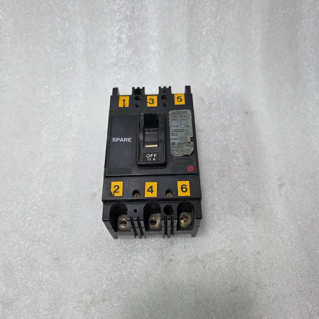 TERASAKI TO-30D MOLDED CASE CIRCUIT BREAKER 15A 3 POLE MCCB 500V AC / 250V DC