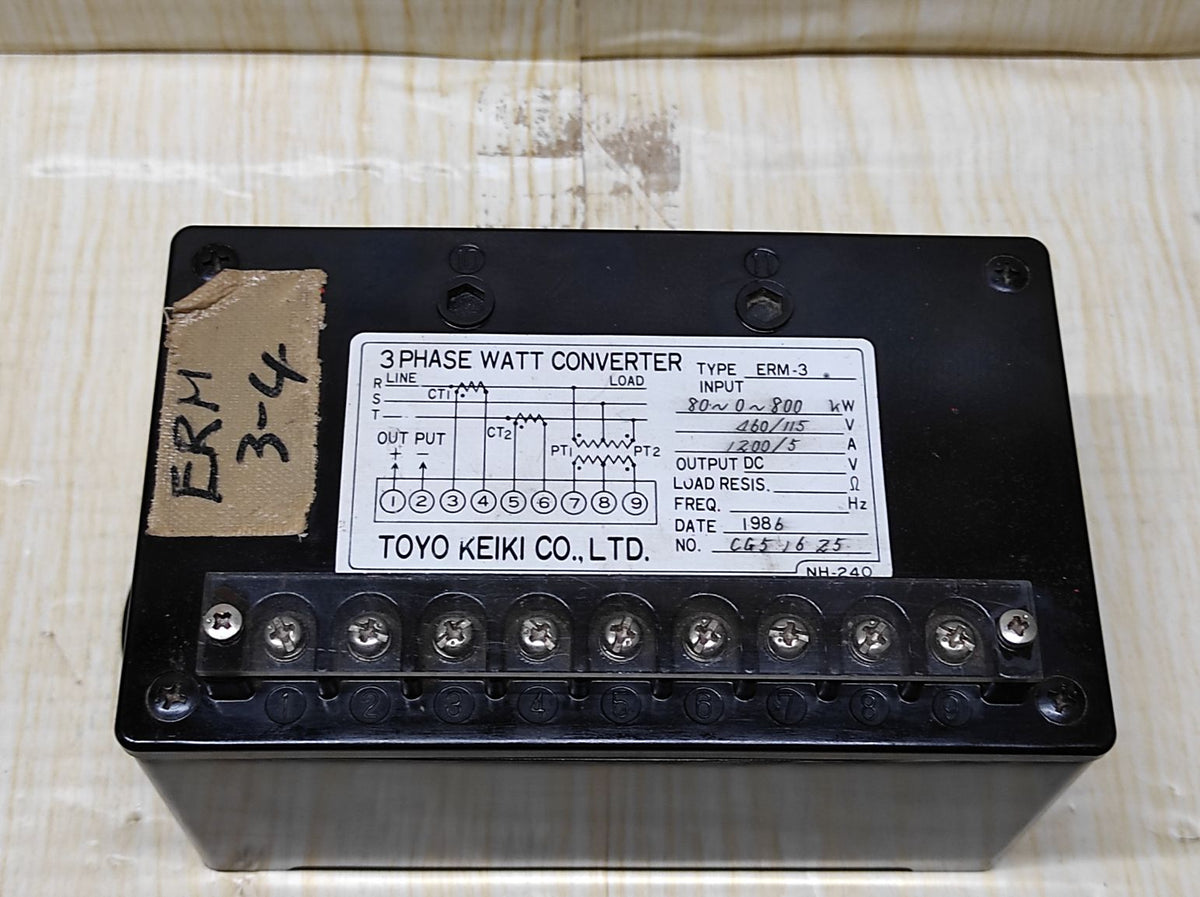 Toyo Keiki ERM-3 3-Phase Watt Converter 80-800 KW ERM3
