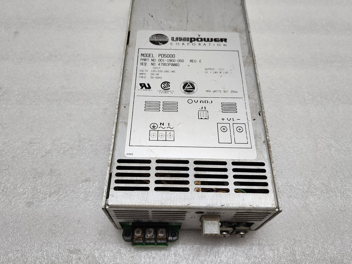 UNIPOWER CORPORATION PD5000 POWER SUPPLY 001-1900-050 REV E 24VDC 11A