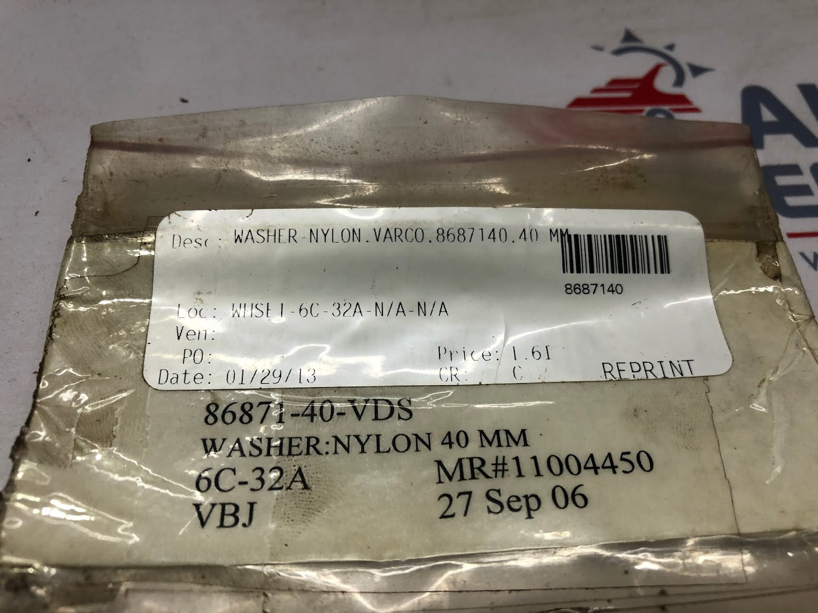 VARCO 8687140 NYLON WASHER 40MM LOT OF 10 UNIT