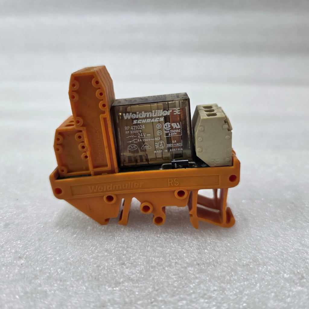 WEIDMULLER SCHRACK RP 421024 RS RELAY MODULE 24V 8A 250V 4-POLE PRE-OWNED