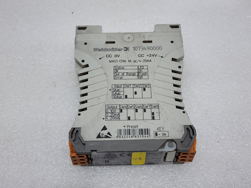 WEIDMULLER WAS1 CMA 1A CURRENT MONITORING RELAY 1073490000