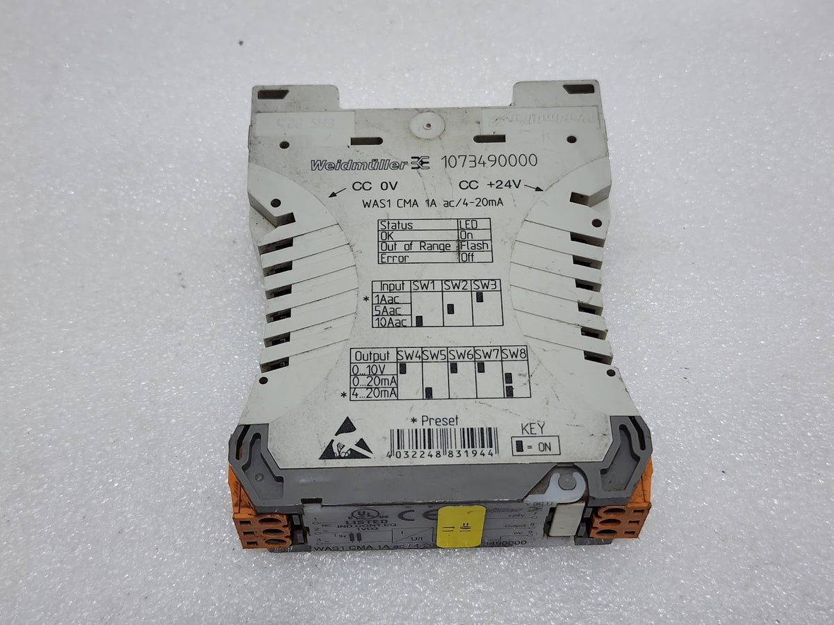 WEIDMULLER WAS1 CMA 1A CURRENT MONITORING RELAY 1073490000