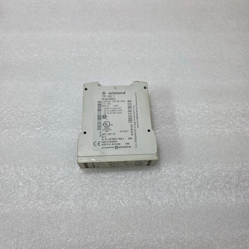 WIELAND NGZ 11 TIMER RELAY R2.064.0030.0 | 24–240V AC/DC TIME DELAY 0.5–100S | I