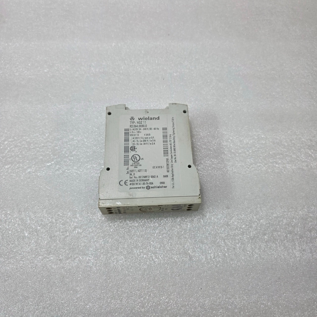 WIELAND NGZ 11 TIMER RELAY R2.064.0030.0 | 24–240V AC/DC TIME DELAY 0.5–100S | I